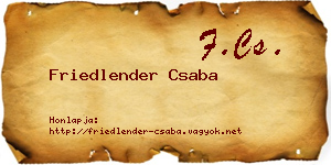 Friedlender Csaba névjegykártya